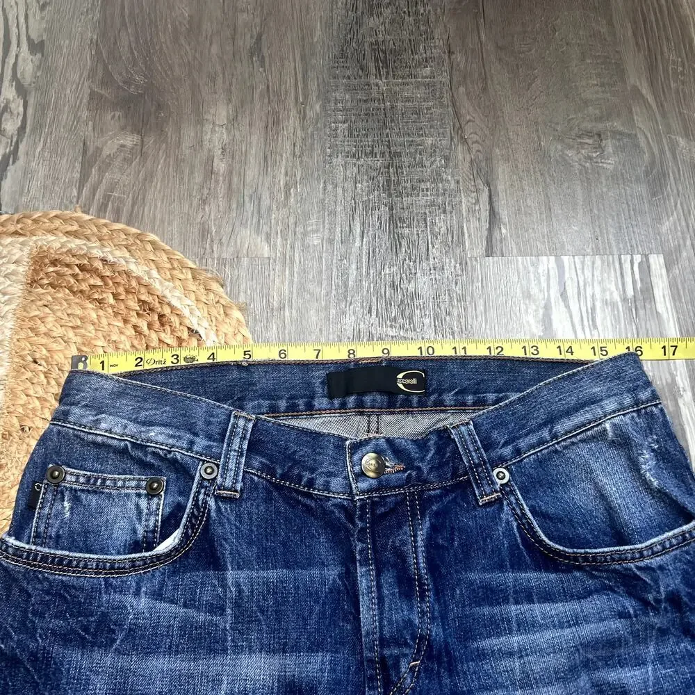 JUSTCAVALLI Mens Distressed Denim Jeans